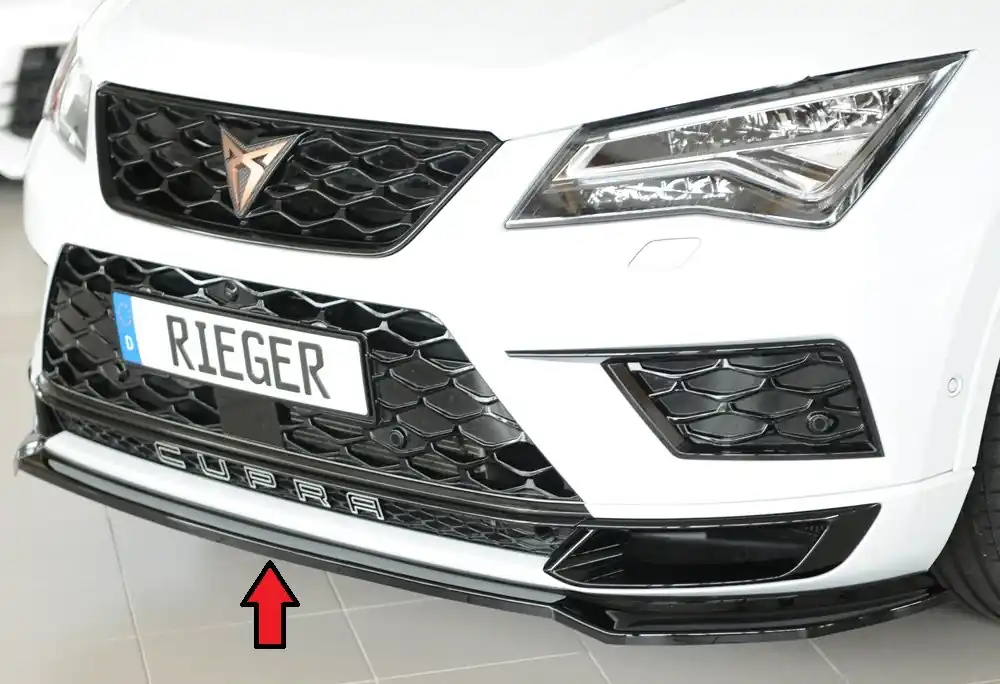 Cenová Bomba Rieger lipa pod přední nárazník pro Seat Ateca Cupra 5FP, 09/18-07/20, plast ABS lakovaný do černé lesklé barvy