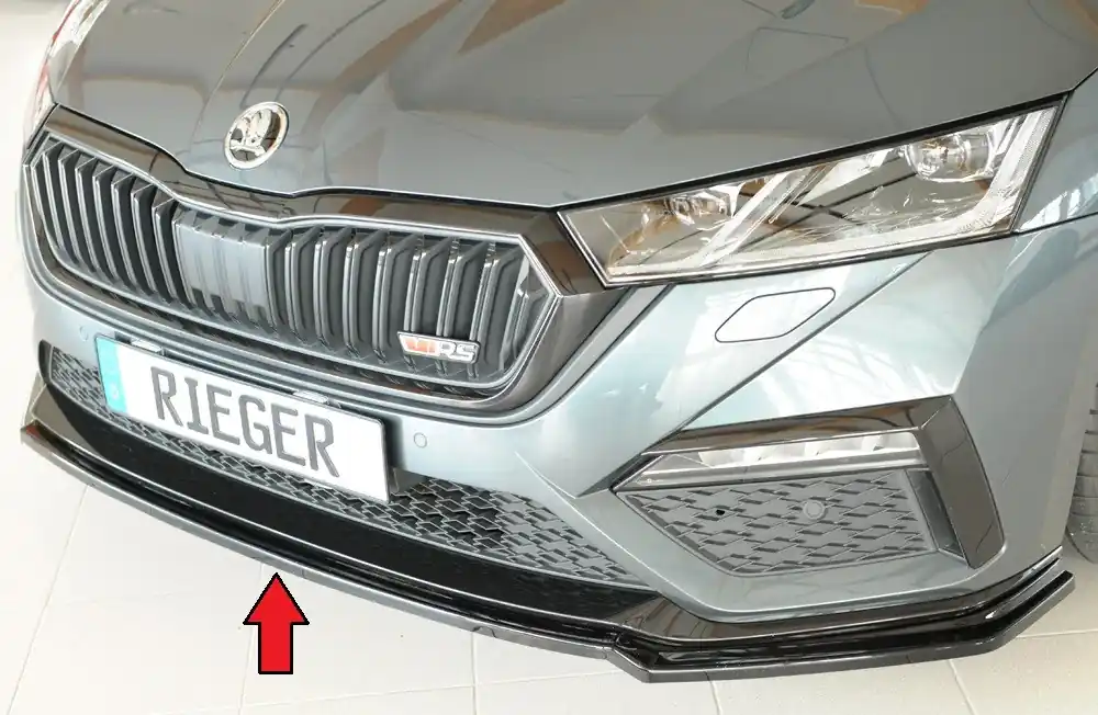 Tovární Cena Rieger lipa pod přední nárazník pro Škoda Octavia RS NX combi, 07/20-, plast ABS lakovaný do černé lesklé barvy
