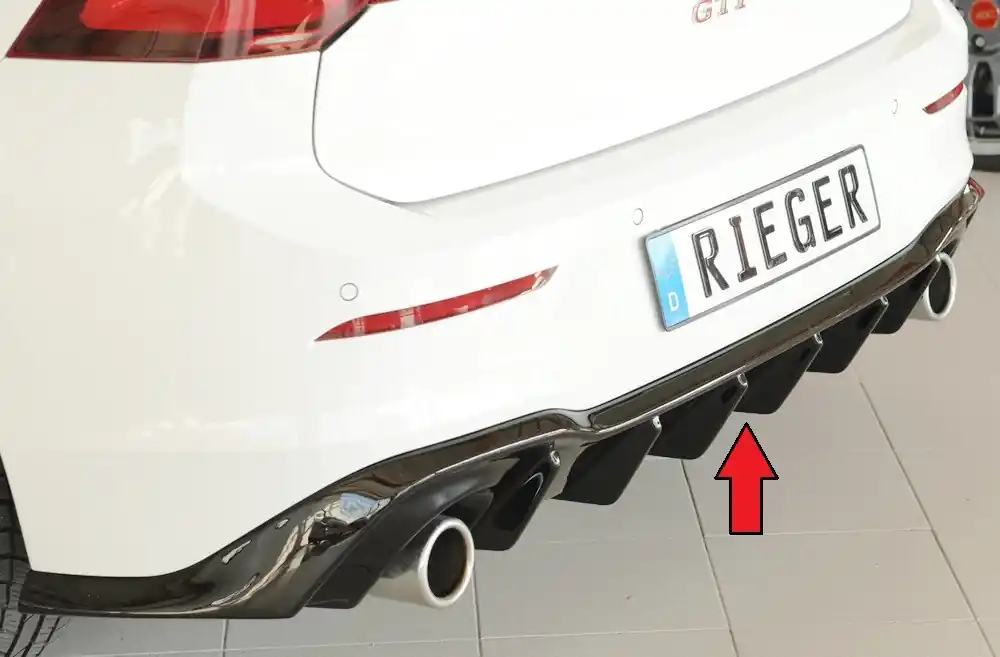 Koupit Online Rieger vložka zadního nárazníku pro Volkswagen Golf 8 GTI 5-dvéř., plast ABS lakovaný do černé lesklé barvy