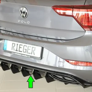 Rieger vložka zadního nárazníku pro Volkswagen Polo AW 5-dvéř., plast ABS lakovaný do černé lesklé barvy, R-Line, r.v. 06/2021- Zlevněný