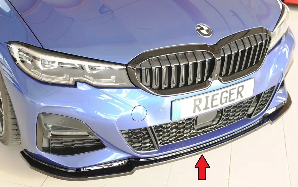 Rieger lipa pod přední nárazník pro BMW řada 3 G20 sedan, 03/19-, plast ABS lakovaný do černé lesklé barvy Must-Have