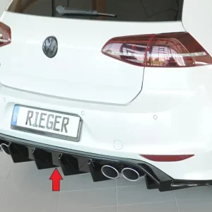 Značkový Rieger vložka zadního nárazníku pro Volkswagen Golf 7 R-Line 3-dvéř., plast ABS lakovaný do černé lesklé barvy
