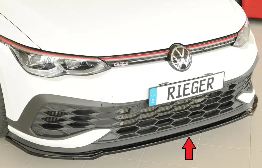 Rieger lipa pod přední nárazník pouze pro GTI Clubsport pro Volkswagen Golf 8 GTI Clubsport 5-dvéř., 10/20-, plast ABS lakovaný do černé lesklé barvy Super Cena