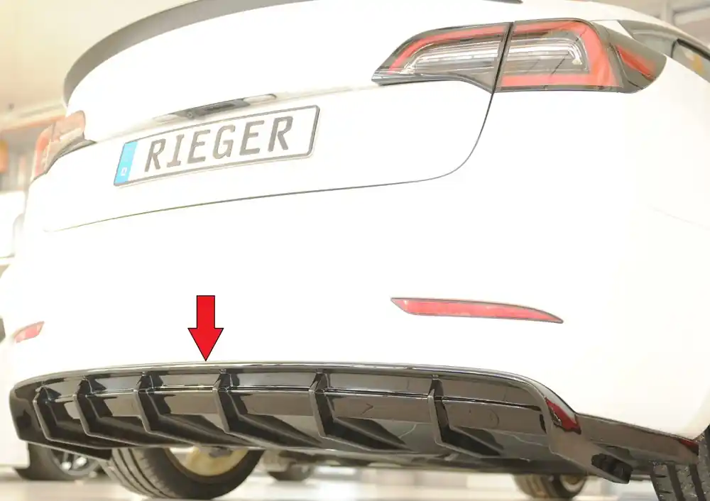 Nejlepší Volba Rieger vložka zadního nárazníku pro Tesla Model 3 003, plast ABS lakovaný do černé lesklé barvy