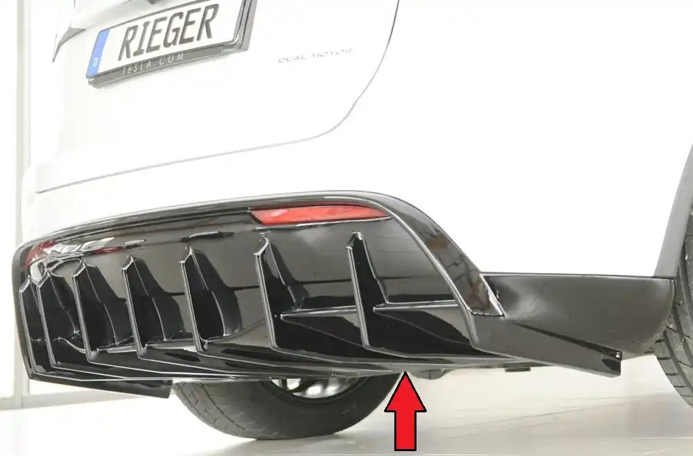 Rieger vložka zadního nárazníku pro Tesla Model Y 003, plast ABS lakovaný do černé lesklé barvy, s tažným zařízením Top Prodej