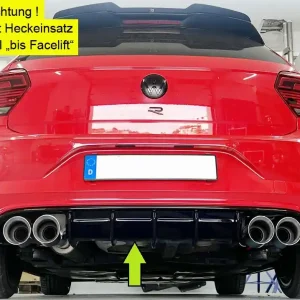 Rieger vložka zadního nárazníku pro Volkswagen Polo AW 5-dvéř., plast ABS lakovaný do černé lesklé barvy, Facelift Akční Cena
