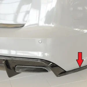 Značkový Rieger spoiler pod zadní nárazník na pravé straně pro Audi A6 S6 4G, C7 sedan r.v. 09/14-, plast ABS lakovaný do černé lesklé barvy