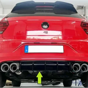 Rieger vložka zadního nárazníku pro Volkswagen Polo AW 5-dvéř., plast ABS lakovaný do černé lesklé barvy Víkendová Akce