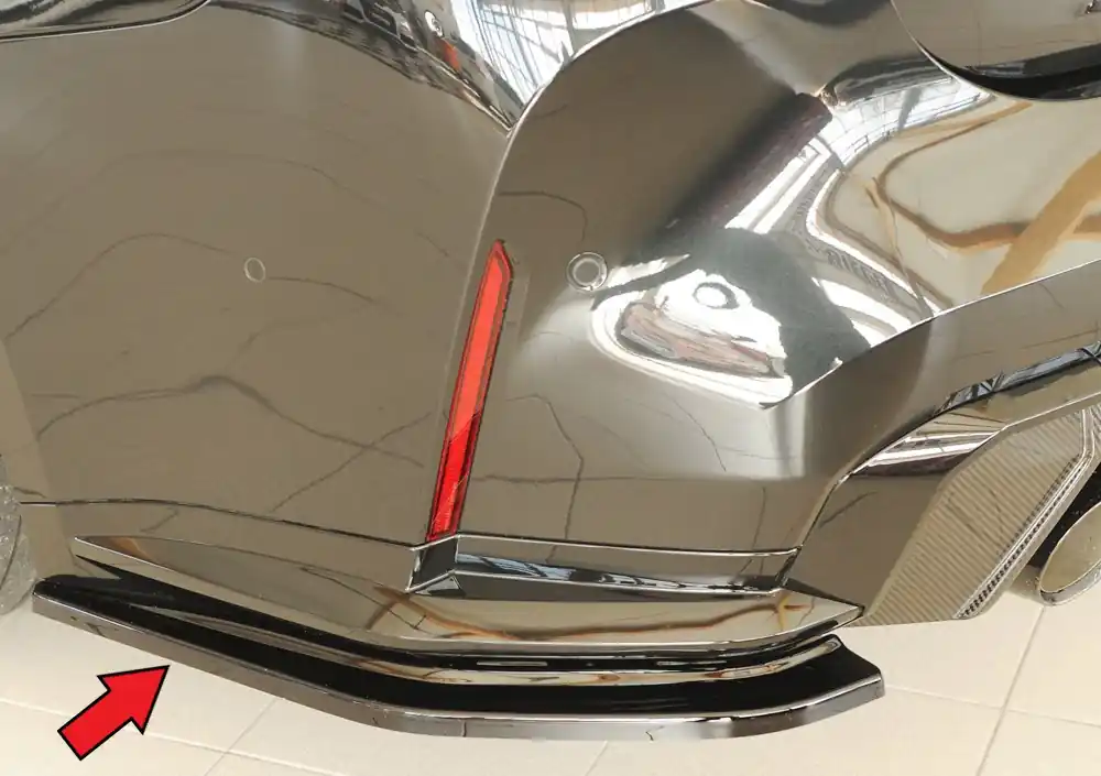 Rieger spoiler pod zadní nárazník na levé straně pro BMW řada 4 G83 M4 kabriolet r.v. 06/21-, plast ABS lakovaný do černé lesklé barvy Speciální Cena