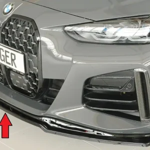 Rieger lipa pod přední nárazník pro BMW i4 G26 G4C gran coupe (5-dvéř.), plast ABS lakovaný do černé lesklé barvy Must-Have