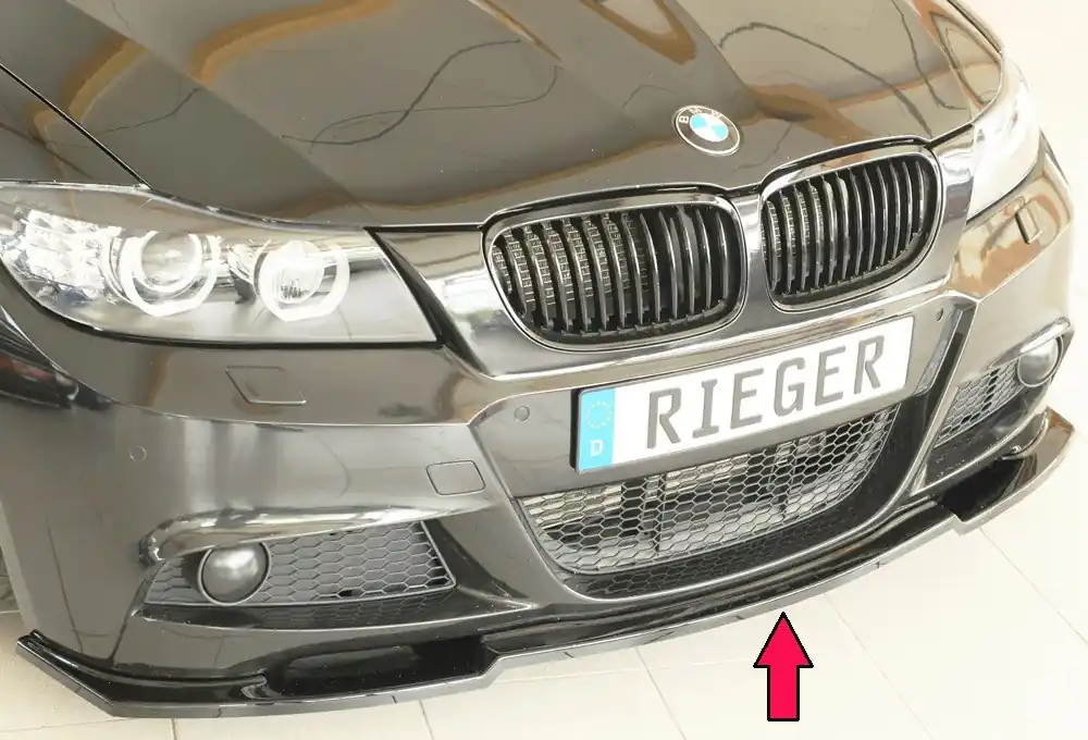 Rieger lipa pod přední nárazník pro BMW řada 3 E91 touring, 09/08-, plast ABS lakovaný do černé lesklé barvy Cenově Výhodný