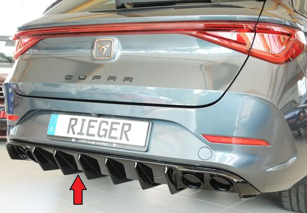 Rieger vložka zadního nárazníku (pro vozy bez tažného zař.) pro Seat Leon KL 5-dvéř. (ST/sportstourer), plast ABS lakovaný do černé lesklé barvy Značkový