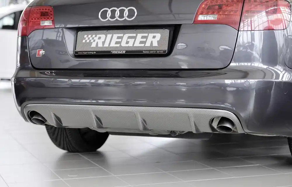 Ihned K Objednání Rieger vložka zadního nárazníku pro Audi A6 4F avant před faceliftem, plast ABS s povrchovou úpravou Carbon-Look