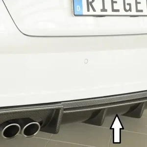 Rieger vložka zadního nárazníku pro Audi A3 8V 3-dvéř. (hatchback 8V1), 5-dvéř. (sportback 8VA) před faceliftem, plast ABS s povrchovou úpravou Carbon-Look, s S-Line exteriérovým paketem, pro dvojitou koncovku vlevo Pouze Dnes