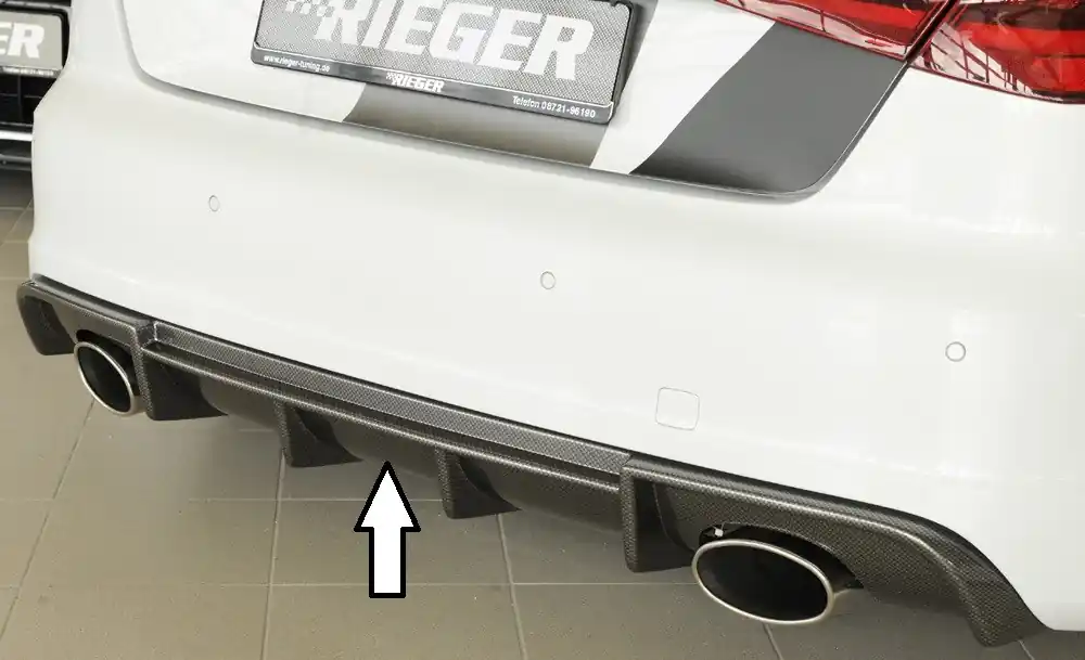 Rieger vložka zadního nárazníku pro Audi A3 S3 8V 3-dvéř. (hatchback 8V1), 5-dvéř. (sportback 8VA) před faceliftem, plast ABS s povrchovou úpravou Carbon-Look Akce