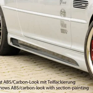 Akce Rieger boční práh mont. strana pravá pro BMW řada 3 E46, E46 M3 compact, kabriolet, kupé, sedan vč. faceliftu, r.v. 02/02-, 02/98-12/01, 06/00-, plast ABS s povrchovou úpravou Carbon-Look, s prolisem a výřezem