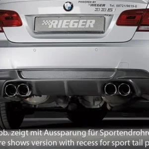 Rieger vložka zadního nárazníku pro BMW řada 3 E92, E93 kabriolet, kupé vč. faceliftu, plast ABS s povrchovou úpravou Carbon-Look, pouze 335i/335d, pro orig. koncovky na obou stranách Nejprodávanější
