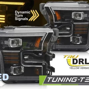 Levný FORD F150 MK13 14-17 - přední světla LED černá DRL
