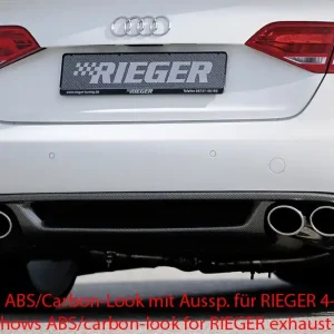 Cenově Výhodný Rieger vložka zadního nárazníku pro Audi A4 B8, B81 avant, sedan před faceliftem, plast ABS bez povrchové úpravy, mimo S-Line, pro orig. dvojitou koncovku vlevo