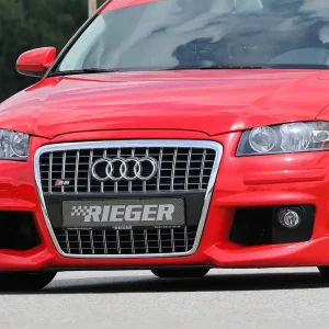Cenová Bomba Rieger Přední nárazník R-Frame pro Audi A3 8P 3-dvéř., 5-dvéř., Sportback, plast ABS bez povrchové úpravy, s držáky pro originální mlhová světla, s žebrováním