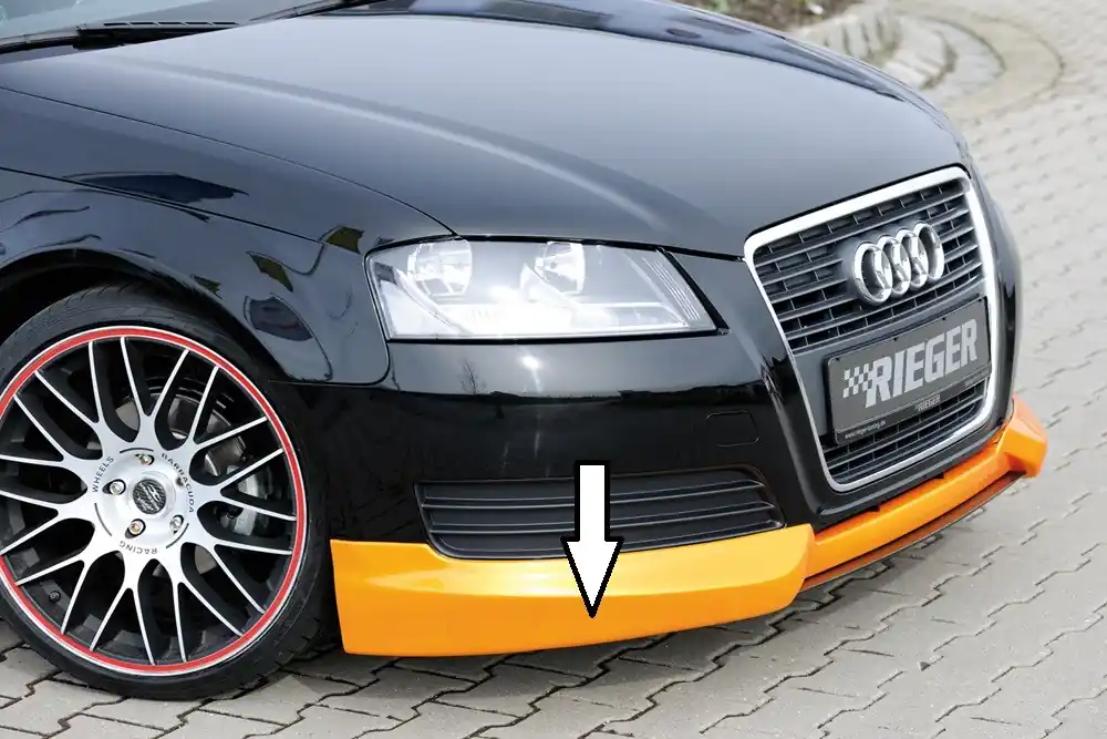 Akční Cena Rieger spoiler pod přední nárazník pro Audi A3 8P 3-dvéř., 5-dvéř., kabriolet, Sportback po faceliftu, r.v. 07/08-, plast ABS bez povrchové úpravy