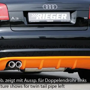 Rieger vložka zadního nárazníku pro Audi A3 8P 5-dvéř., Sportback po faceliftu, plast ABS bez povrchové úpravy, pro orig. jednoduchou koncovku vlevo Pouze Dnes