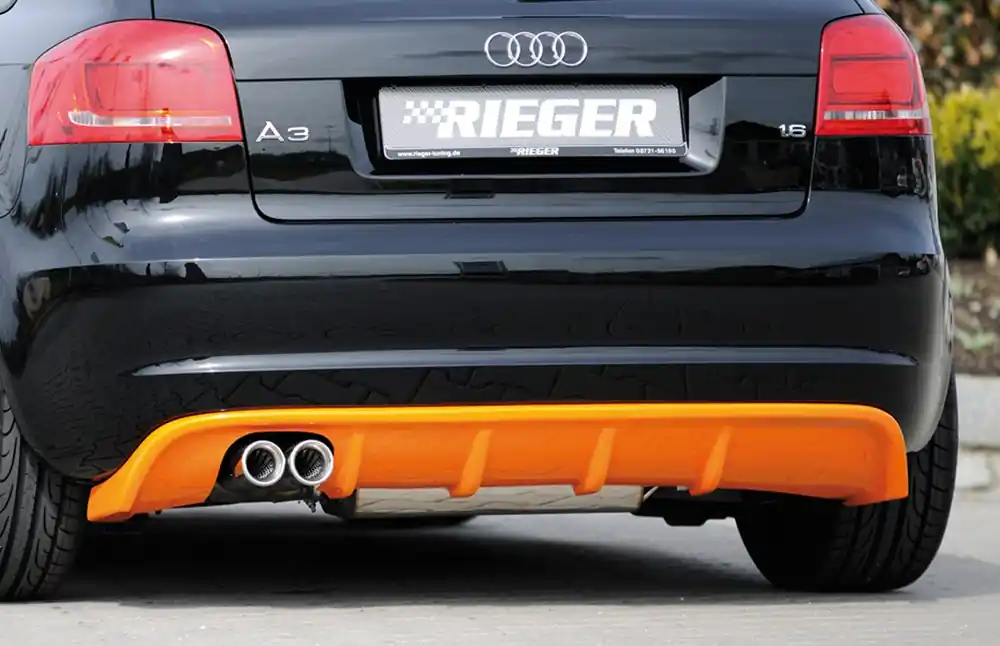Rieger vložka zadního nárazníku pro Audi A3 8P 5-dvéř., Sportback po faceliftu, plast ABS bez povrchové úpravy, pro dvojitou koncovku vlevo 2x76 mm Cenový Hit