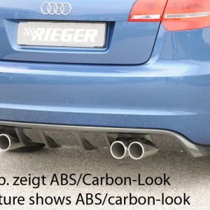 Odeslání Ihned Rieger vložka zadního nárazníku pro Audi A3 8P 5-dvéř., Sportback po faceliftu, plast ABS bez povrchové úpravy, pro sportovní koncovky na obou stranách 4x76 mm