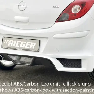 Rieger spoiler pod zadní nárazník pro Opel Corsa D 3-dvéř., 5-dvéř. vč. faceliftu r.v. 01/11-, 07/06-12/10, plast ABS bez povrchové úpravy, pro koncovku vlevo Poslední Šance