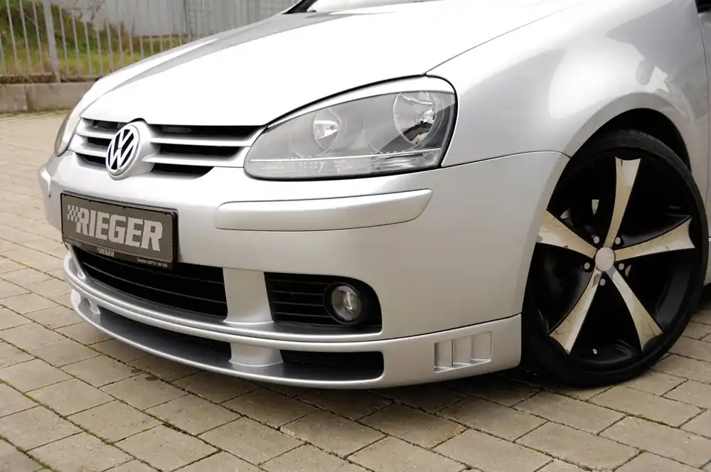 Rieger spoiler pod přední nárazník pro Volkswagen Golf 5 1K 3-dvéř., 5-dvéř., plast ABS bez povrchové úpravy, mimo GTI, s žebrováním Sezónní Sleva