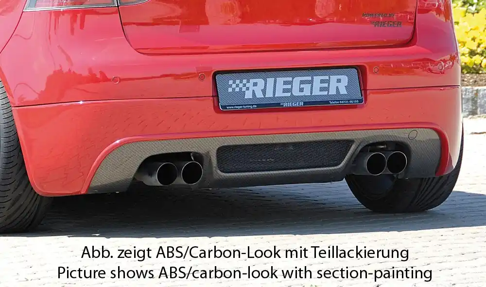 Finální Výprodej Rieger spoiler pod zadní nárazník pro Volkswagen Golf 5 1K 3-dvéř., 5-dvéř., GTI, plast ABS bez povrchové úpravy, pro dvojité koncovky na obou stranách