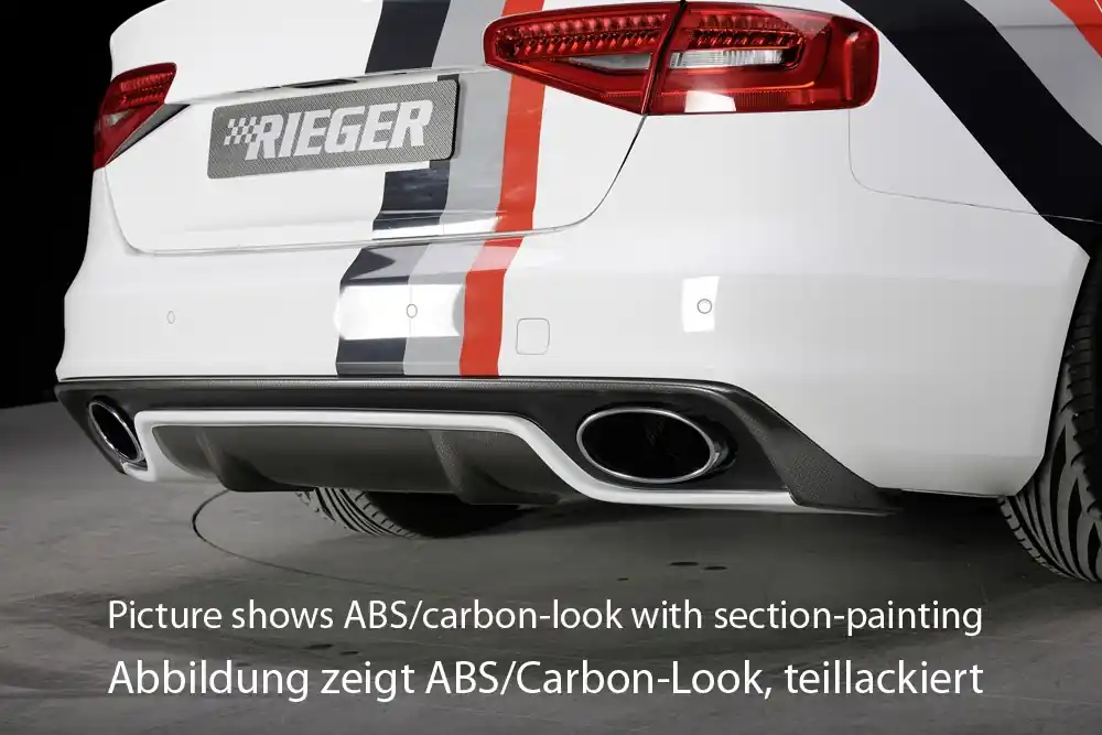 Must-Have Rieger vložka zadního nárazníku pro Audi A4 B8, B81 avant, sedan po faceliftu, plast ABS lakovaný do černé lesklé barvy