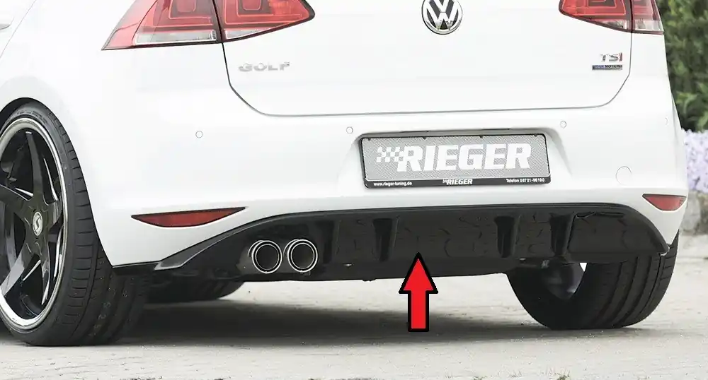 Speciální Cena Rieger vložka zadního nárazníku pro Volkswagen Golf 7 vč. GTD 3-dvéř., 5-dvéř. před faceliftem, plast ABS lakovaný do černé lesklé barvy