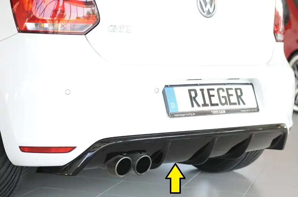 Rieger vložka zadního nárazníku (GBL-47213) pro Volkswagen Polo 6 GTI 3-dvéř., plast ABS lakovaný do černé lesklé barvy Vysoce Kvalitní