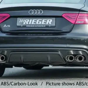 Rieger vložka zadního nárazníku pro Audi A5 B8, B81 Sportback po faceliftu, plast ABS lakovaný do černé lesklé barvy, S-Line, pro dvojité koncovky na obou stranách 115x85 mm Objednat Nyní