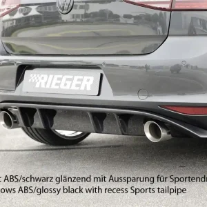 Finální Výprodej Rieger vložka zadního nárazníku pro Volkswagen Golf 7 GTI 3-dvéř., 5-dvéř. před faceliftem, plast ABS lakovaný do černé lesklé barvy