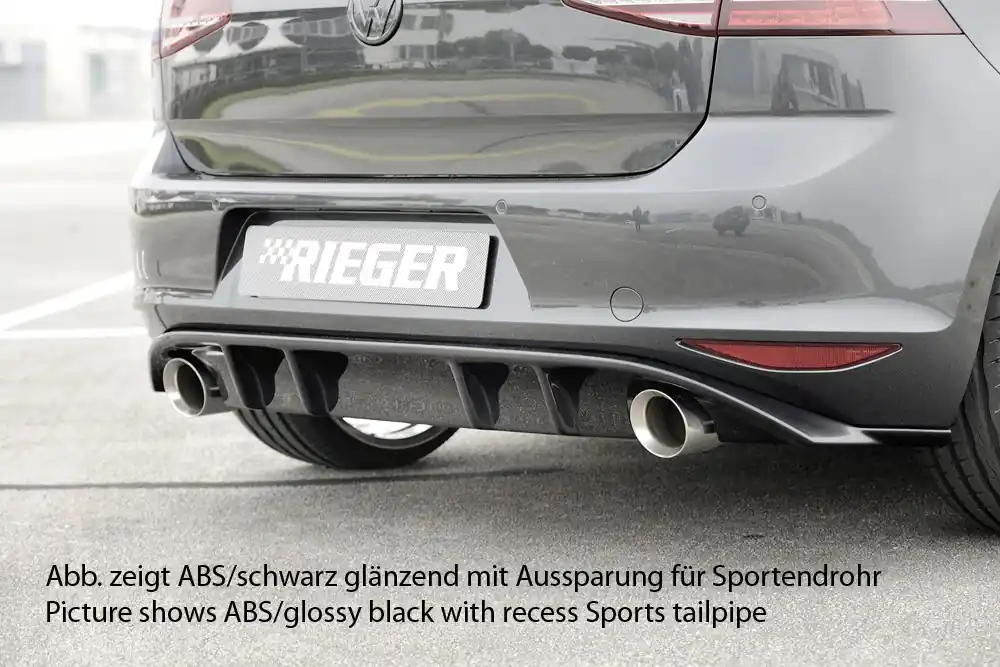 Finální Výprodej Rieger vložka zadního nárazníku pro Volkswagen Golf 7 GTI 3-dvéř., 5-dvéř. před faceliftem, plast ABS lakovaný do černé lesklé barvy