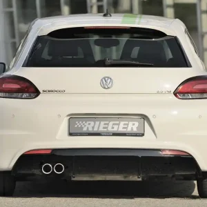 Rieger vložka zadního nárazníku pro R-Line zadní nárazník pro Volkswagen Scirocco 3 13 2-dvéř. vč. faceliftu, plast ABS lakovaný do černé lesklé barvy, pro orig. dvojitou koncovku vlevo Levný