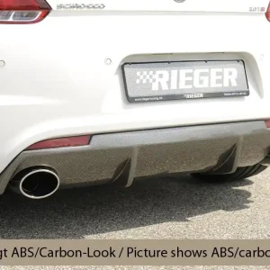 Rieger vložka zadního nárazníku pro R-Line zadní nárazník pro Volkswagen Scirocco 3 13 2-dvéř. vč. faceliftu, plast ABS lakovaný do černé lesklé barvy, pro sportovní koncovky na obou stranách 126x94 mm Sezónní Sleva