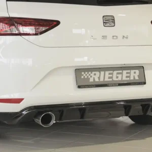 Rieger spoiler pod zadní nárazník pro Seat Leon 5F 3-dvéř. (sc), 5-dvéř. před faceliftem r.v. 10/12-12/16, plast ABS lakovaný do černé lesklé barvy, pro sportovní koncovky na obou stranách 100 mm Jen Po Omezenou Doba