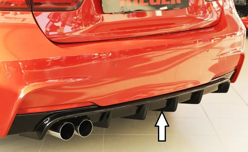 Nejlepší Volba Rieger vložka zadního nárazníku pro BMW řada 3 F30, F31 sedan, touring vč. faceliftu, plast ABS lakovaný do černé lesklé barvy, pro orig. dvojitou koncovku vlevo