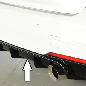 Tovární Cena Rieger vložka zadního nárazníku pro BMW řada 3 F30, F31 sedan, touring vč. faceliftu, plast ABS lakovaný do černé lesklé barvy, pro orig. koncovky na obou stranách (335i/340i look)