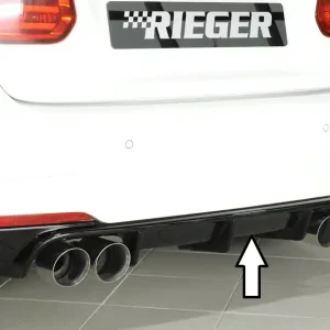 Koupit Online Rieger vložka zadního nárazníku pro BMW řada 3 F30, F31 sedan, touring vč. faceliftu, plast ABS lakovaný do černé lesklé barvy, pro dvojité koncovky na obou stranách 4x90 mm (335i/340i look)