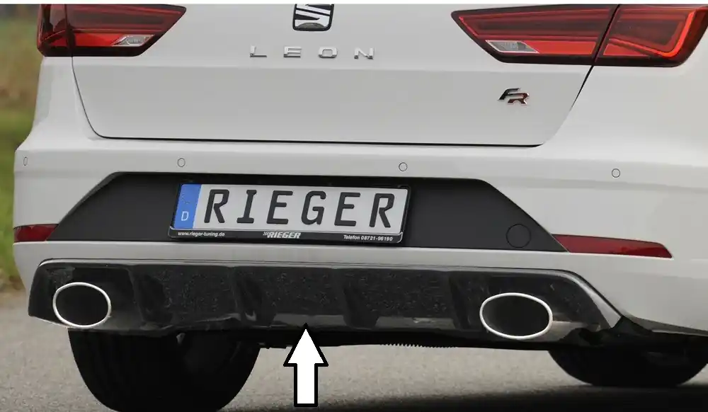 Kup Teď Rieger vložka zadního nárazníku pro Seat Leon FR 5F 5-dvéř. (ST/Combi) po faceliftu, plast ABS lakovaný do černé lesklé barvy, pro sportovní koncovky na obou stranách 152x95 mm