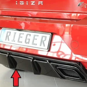Značkový Rieger vložka zadního nárazníku pro Seat Ibiza KJ 5-dvéř., plast ABS lakovaný do černé lesklé barvy, pro orig. výfukový systém