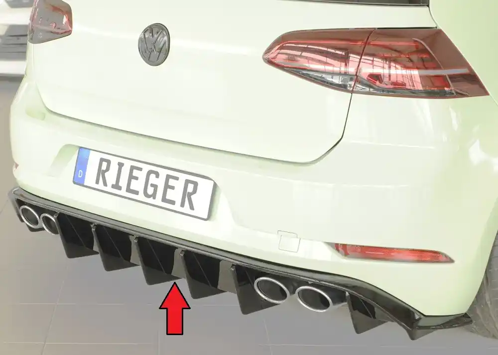 Rieger vložka zadního nárazníku pro Volkswagen Golf 7 R 5-dvéř., plast ABS lakovaný do černé lesklé barvy Nakupujte Hned