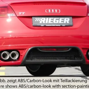Zlevněný Rieger spoiler pod zadní nárazník pro Audi TT 8J kupé, roadster před faceliftem r.v. 09/06-06/10, plast ABS s povrchovou úpravou Carbon-Look, pro dvojité koncovky vlevo/vpravo