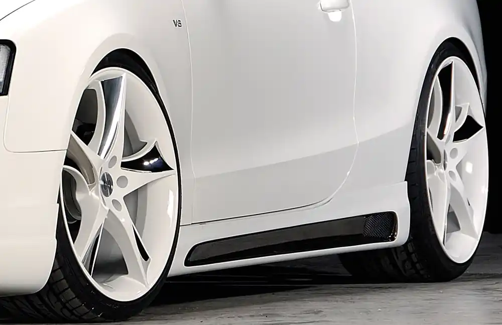 Rieger boční práh mont. strana levá pro Audi A5 S5 B8, B81 kabriolet, kupé vč. faceliftu, r.v. 06/07-07/11, 10/11-06/16, plast ABS s povrchovou úpravou Carbon-Look, s prolisem a výřezem Levný