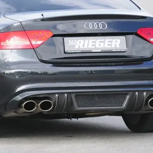 Rieger vložka zadního nárazníku pro Audi A5 B8, B81 kabriolet, kupé před faceliftem, plast ABS s povrchovou úpravou Carbon-Look, S-Line, pro sportovní koncovky na obou stranách 4x115x85 mm Aktuální