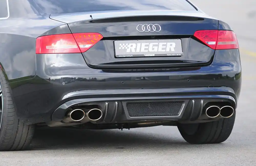Rieger vložka zadního nárazníku pro Audi A5 S5 B8, B81 kabriolet, kupé před faceliftem, plast ABS s povrchovou úpravou Carbon-Look, S-Line, pro sportovní koncovky na obou stranách 4x115x85 mm Zlevněný